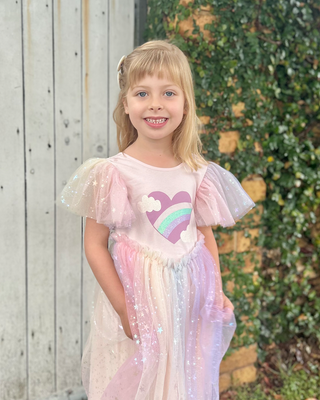 'Rainbow Hearts' - Ballerina Pink Ballerina Party Gown