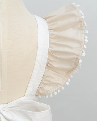 'Cinnamon Sprinkle' -  Organic Cotton Ruffled Tie Back Pinafore Dress - White and Cinnamon