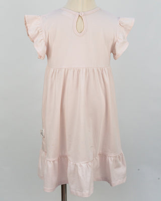 'Dream Big' -  Ballerina Pink Stretch Organic Cotton Flutter Sleeve Play Dress