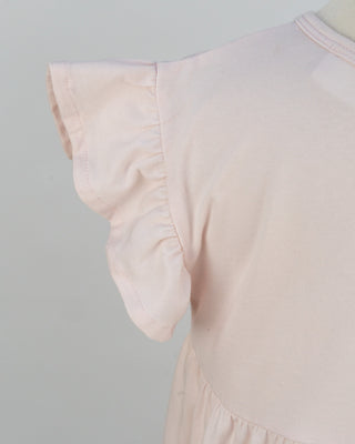 'Dream Big' -  Ballerina Pink Stretch Organic Cotton Flutter Sleeve Play Dress