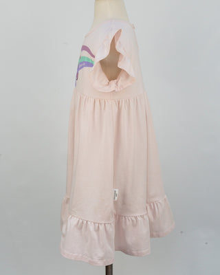 'Dream Big' -  Ballerina Pink Stretch Organic Cotton Flutter Sleeve Play Dress