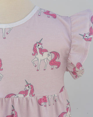 'Follow Your Dreams' -  Bubblegum Pink Stretch Organic Cotton Flutter Sleeve Play Dress