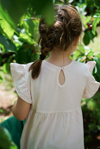 'Dream Big' -  Ballerina Pink Stretch Organic Cotton Flutter Sleeve Play Dress