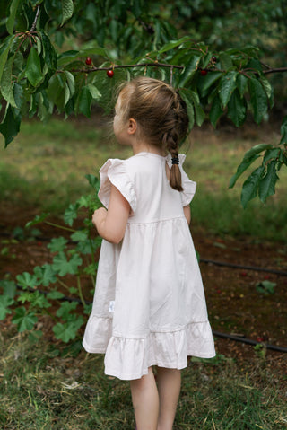 'Dream Big' -  Ballerina Pink Stretch Organic Cotton Flutter Sleeve Play Dress