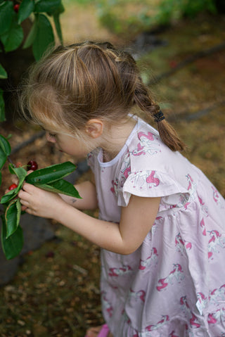 'Follow Your Dreams' -  Bubblegum Pink Stretch Organic Cotton Flutter Sleeve Play Dress