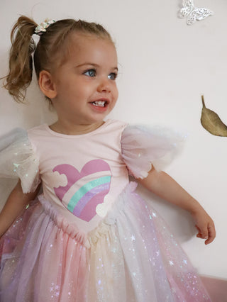 'Rainbow Hearts' - Ballerina Pink Ballerina Party Gown