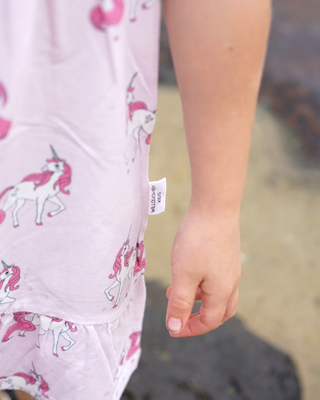 'Follow Your Dreams' -  Bubblegum Pink Stretch Organic Cotton Flutter Sleeve Play Dress